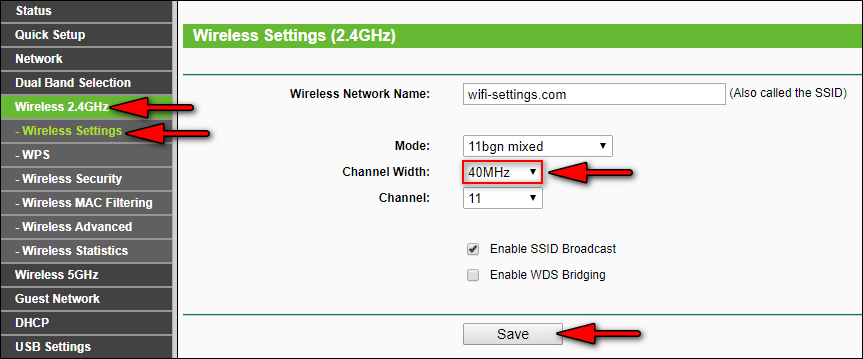 wi-fi channel width