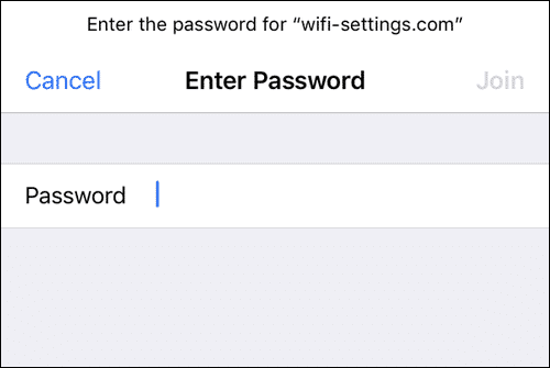 Enter password to connect to Wi-Fi network iPhone