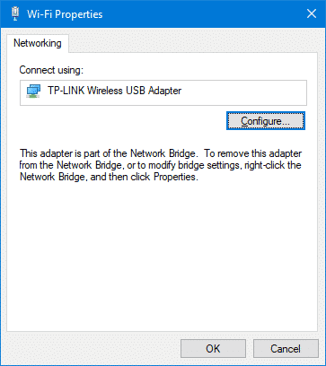 bridged Wi-Fi properties - configure