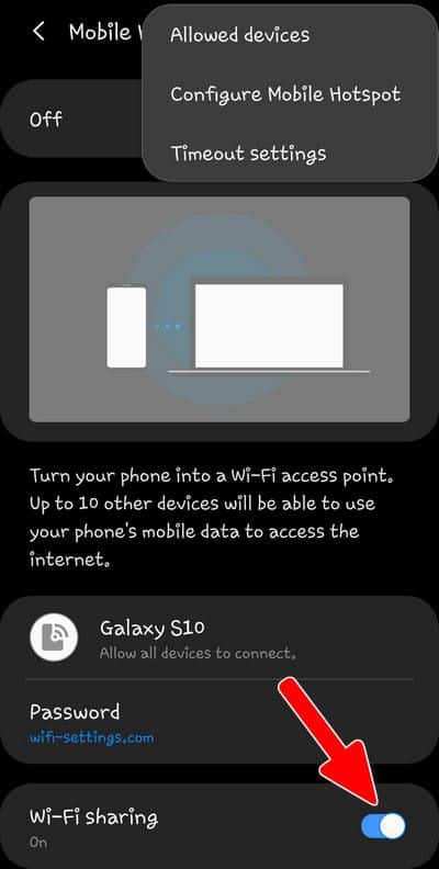 wifi sharing Galaxy S10