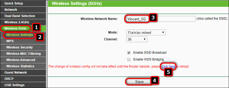 5 GHz Network name SSID
