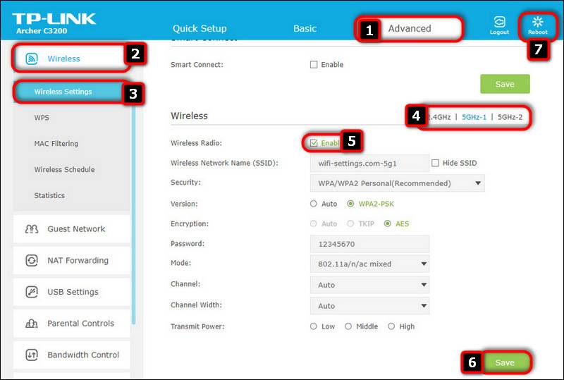 Enable disable Wi-Fi 2.4 and 5 GHz networks Archer C3200