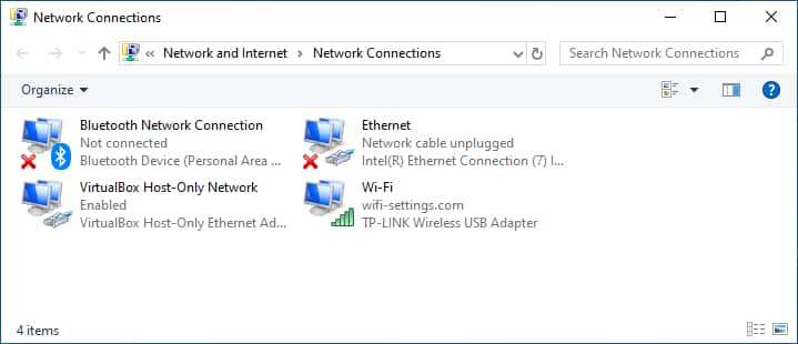 Network Connections Windows 10