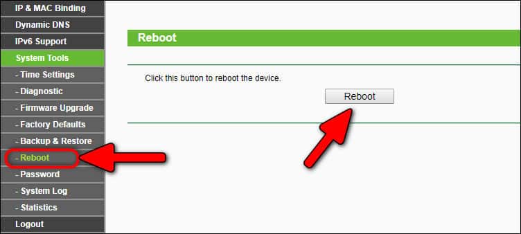 Reboot TP-Link Archer router