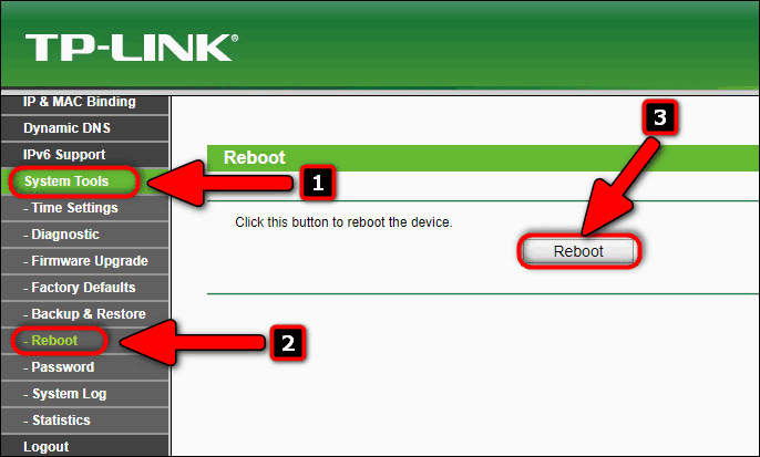Reboot TP-Link router
