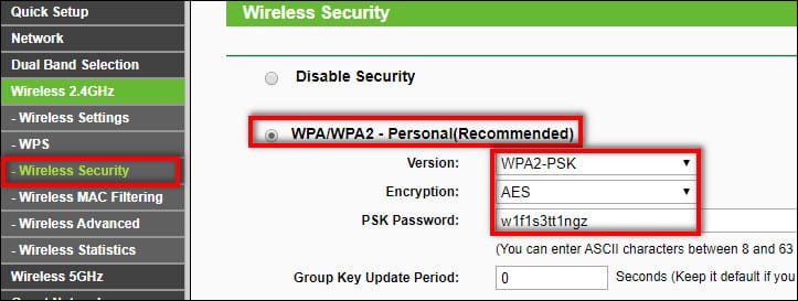 WPA2 PSK with AES the most secure settings for router