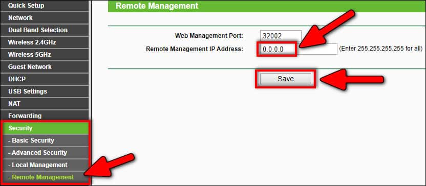 disable remote managements on TP-Link router