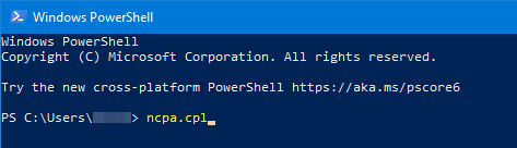 ncpa.cpl from PowerShell