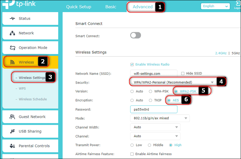 WPA2-PSK+AES on modern TP-Link Router