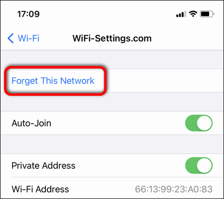 forget Wi-Fi network iOS 14